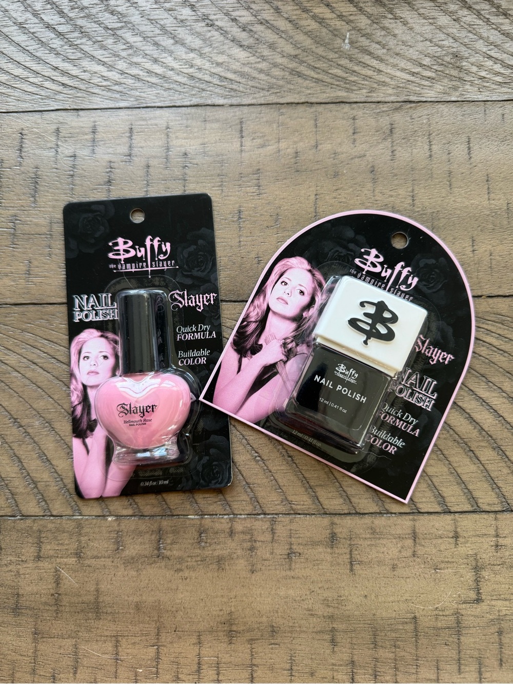 Buffy the Vampire Slayer Nail  pink and black new in package SET OF TWO